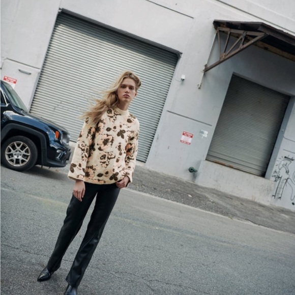 ZARA FLORAL JACQUARD KNIT SWEATER - Picture 9 of 9